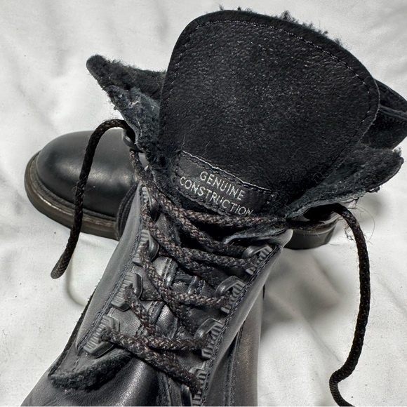 Italian Black Leather Combat Chunky Boots Lace-Up  7.5 38 Goth Grunge Biker Fall - Picture 6 of 11